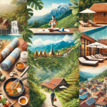 A scenic travel collage representing modern travel trends